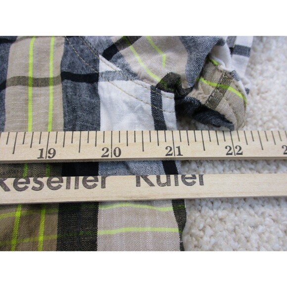 North Face Shirt Mens Medium Brown White Plaid Outdoor Short Sleeve Button Up - Picture 8 of 12